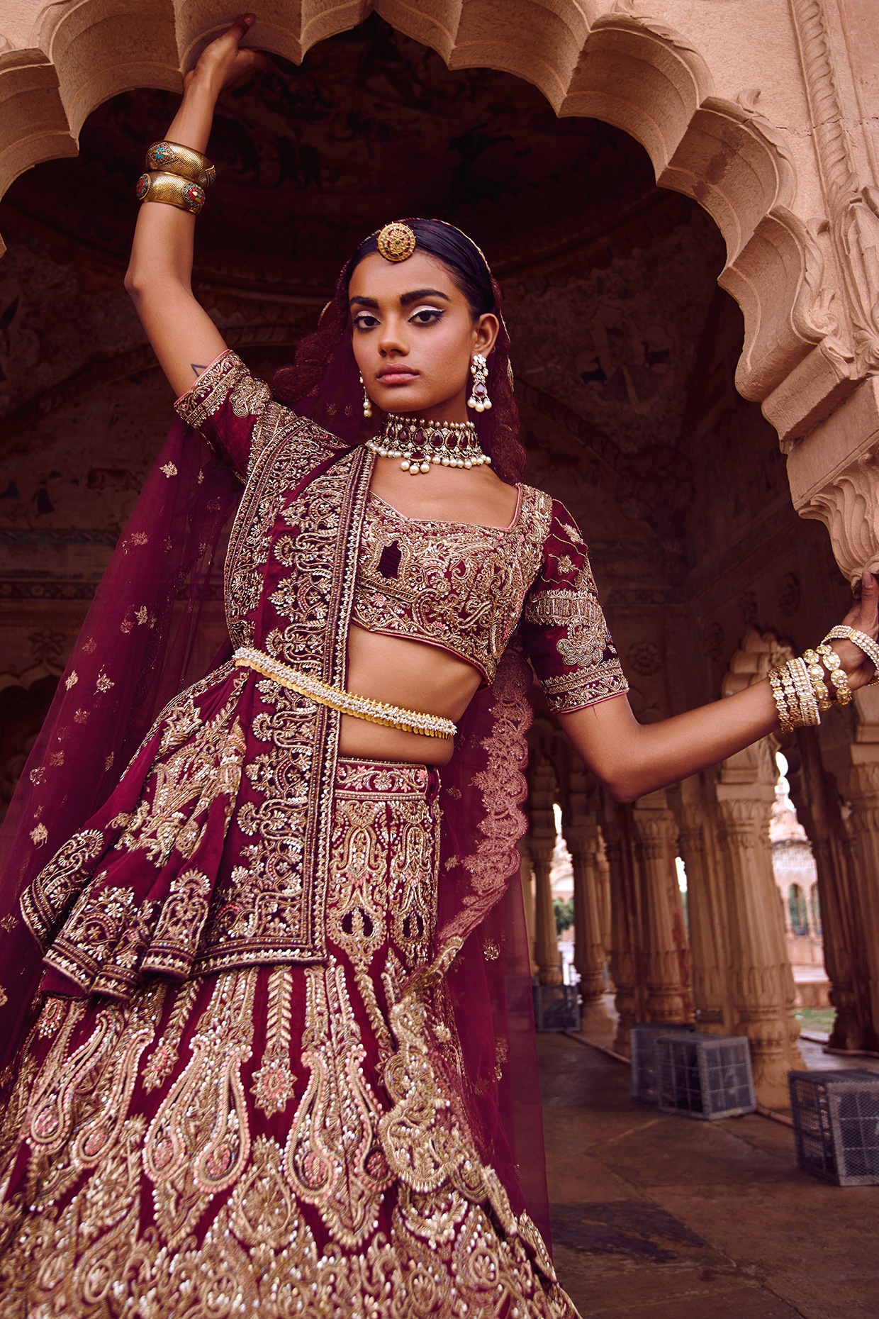 Enter a realm of classic elegance with this gorgeous Wine Velvet Wedding  Lehenga Choli. adorned with intricate HandWork detailing. Crafted… |  Instagram