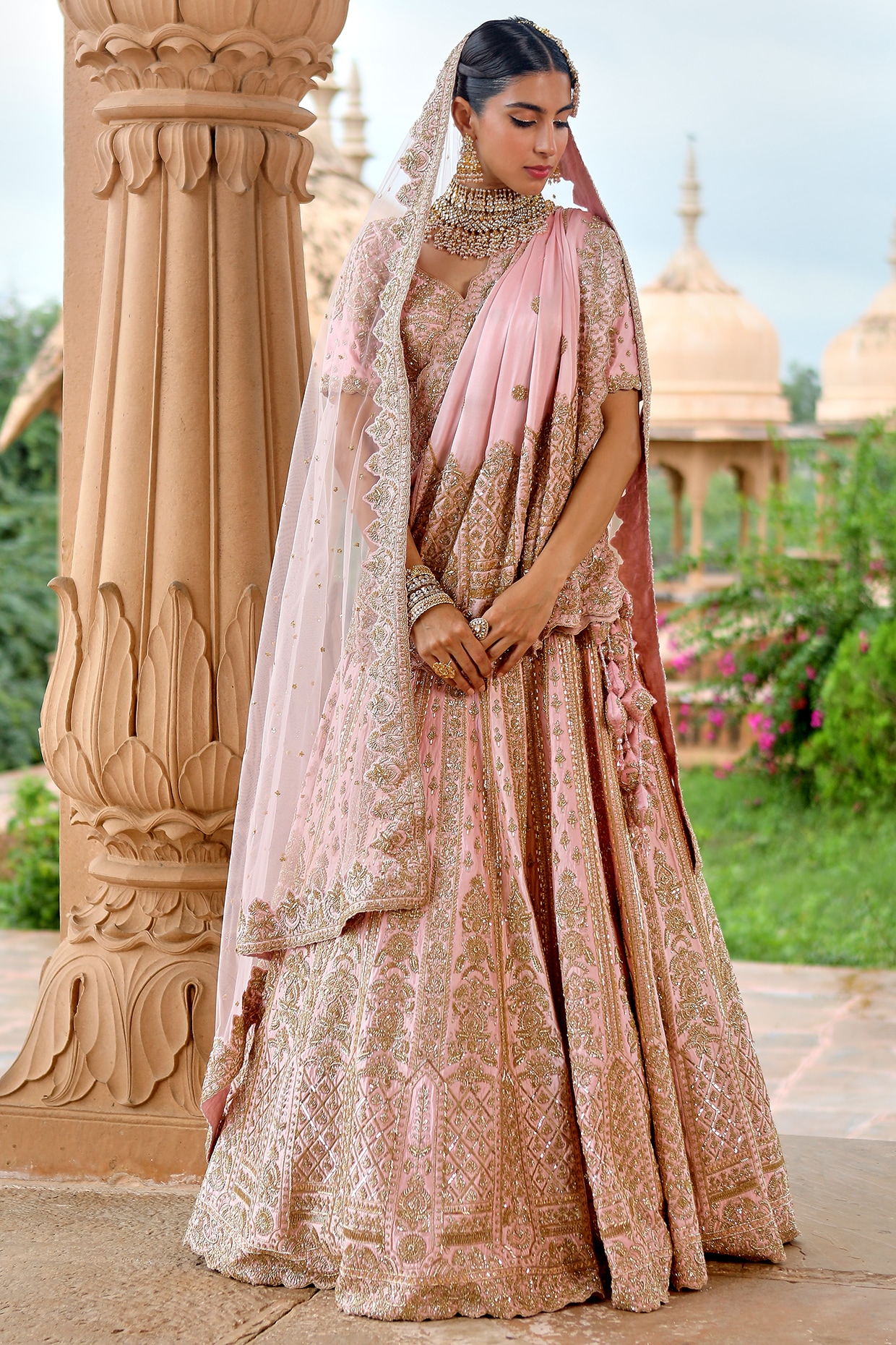 Heavy Designer Indian Bridal Wear Baby Pink Lehenga Choli – Nameera by  Farooq