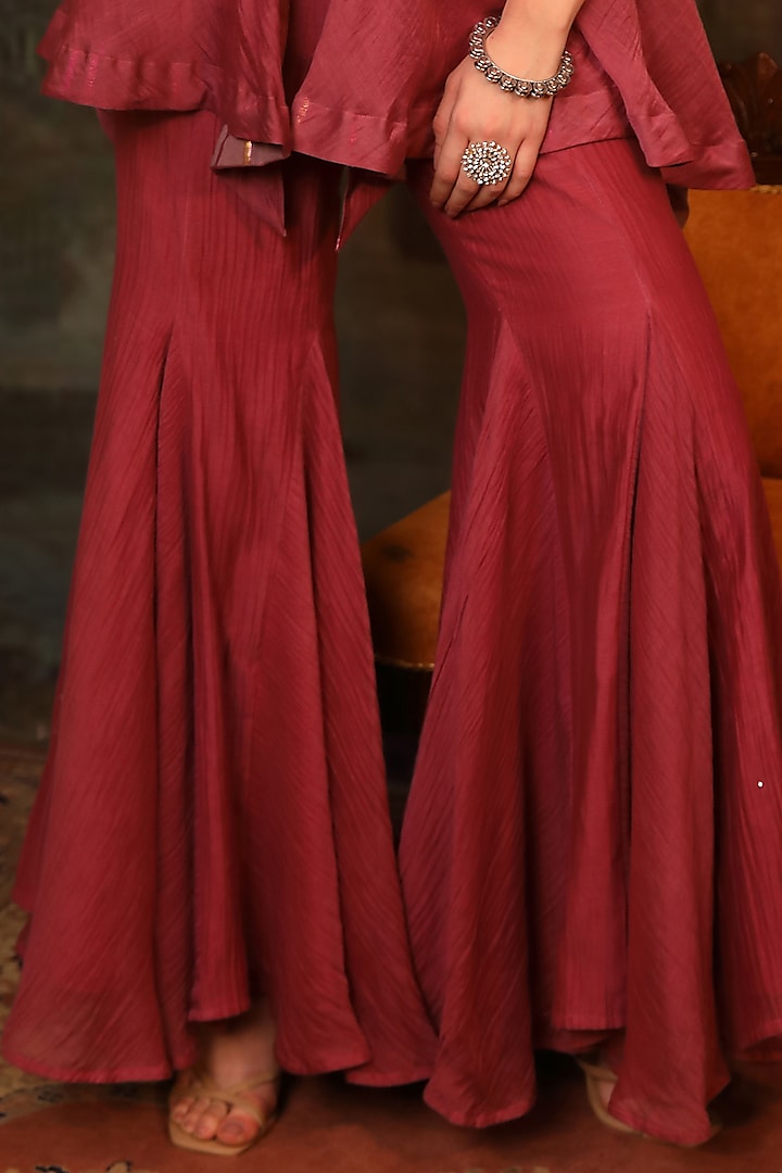 Mauve Soft Chanderi Party Wear Sharara Set by JIGYA JAPRA at Pernia's Pop Up Shop