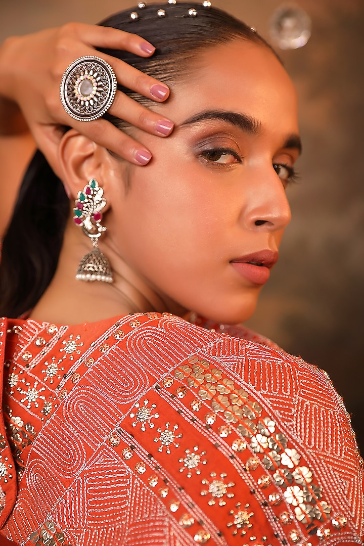 Cinnamon Soft Chanderi Party Wear Anarkali Set by JIGYA JAPRA at Pernia's Pop Up Shop
