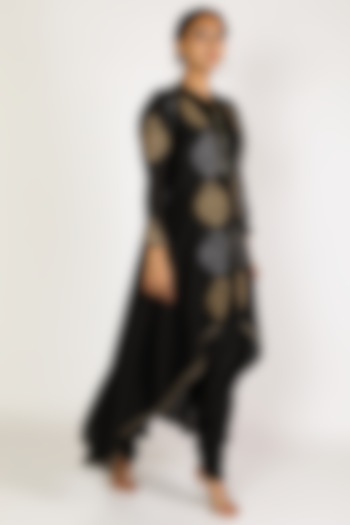 Black Embroidered Jumpsuit With Jacket by Jajobaa at Pernia's Pop Up Shop