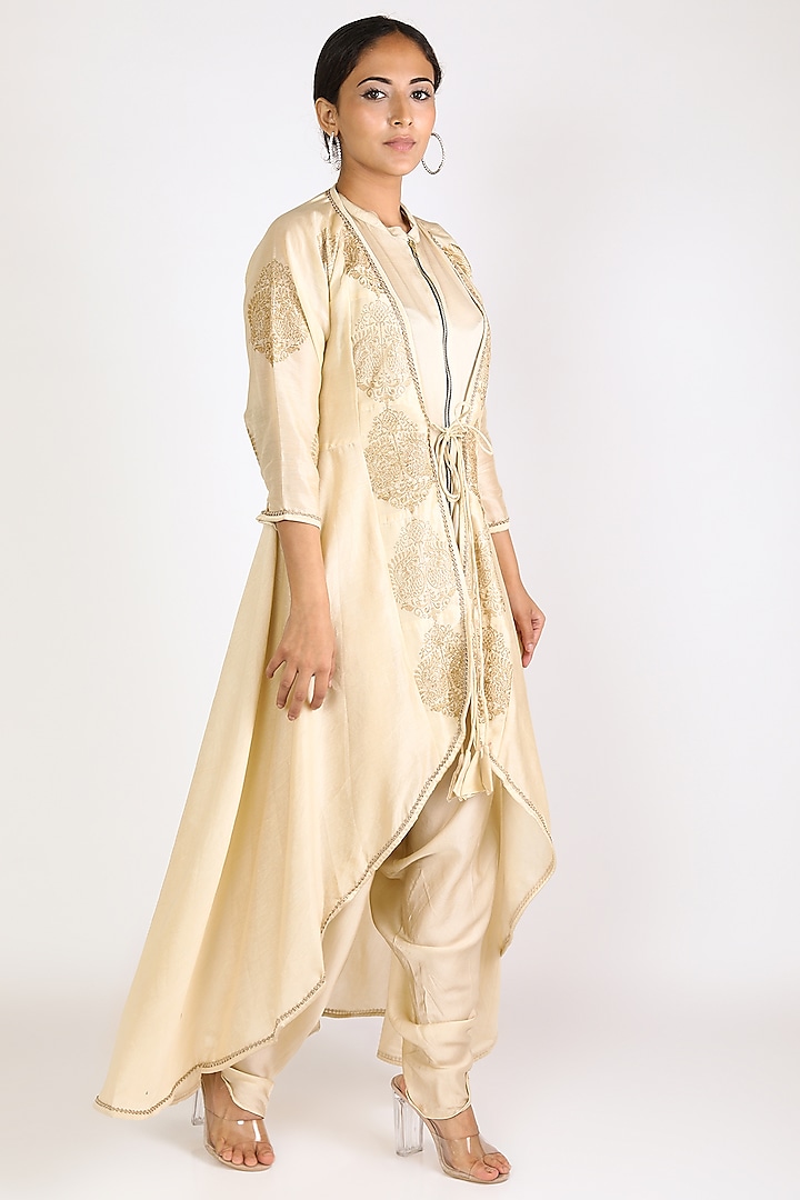 Ivory Embroidered Jumpsuit With Jacket by Jajobaa