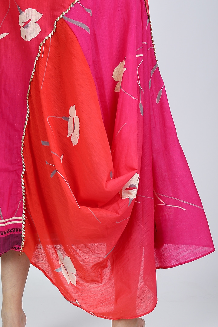 Red Printed Cowled Dress by Jajobaa at Pernia's Pop Up Shop
