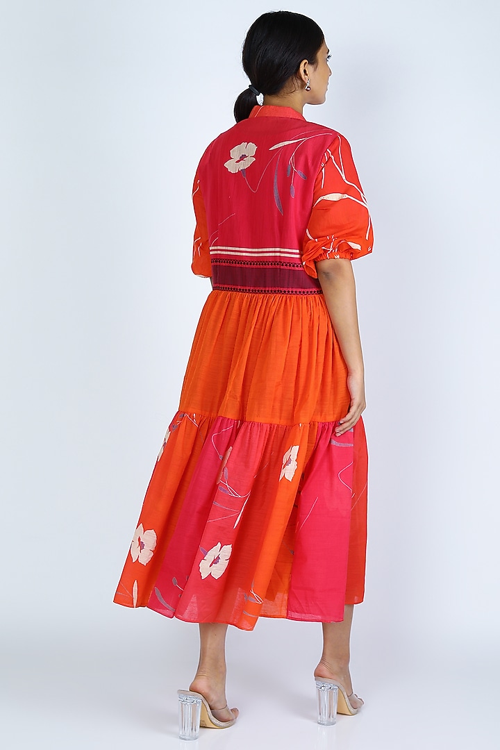 Red Layered Printed Dress by Jajobaa at Pernia's Pop Up Shop