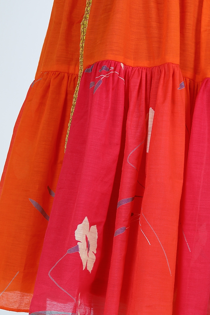 Red Layered Printed Dress by Jajobaa at Pernia's Pop Up Shop