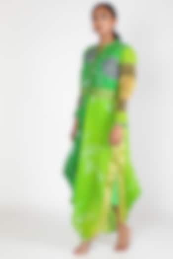 Green Cowled Cotton Dress by Jajobaa