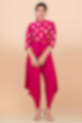 Rani Pink Cowl Draped Jumpsuit by Jajobaa