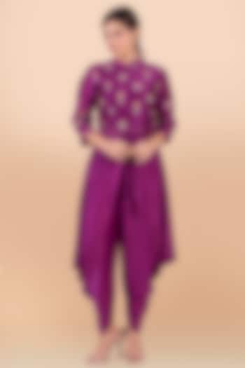Purple Cowl Draped Jumpsuit by Jajobaa