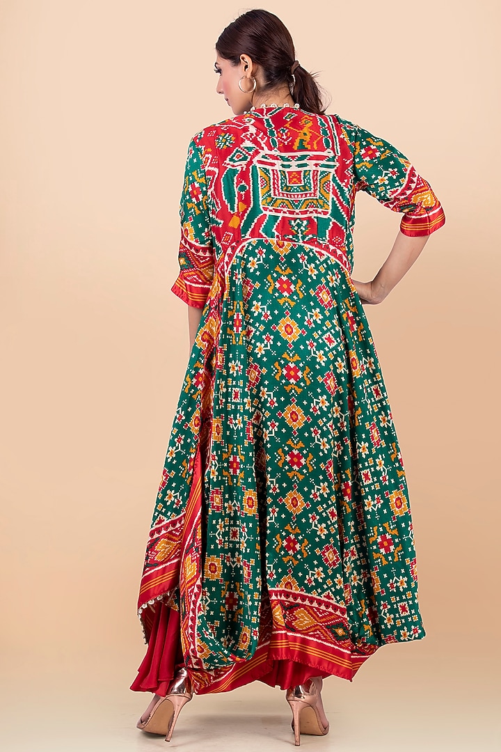 Green Patola Printed Jacket With Vacation Dress by Jajobaa at Pernia's Pop Up Shop