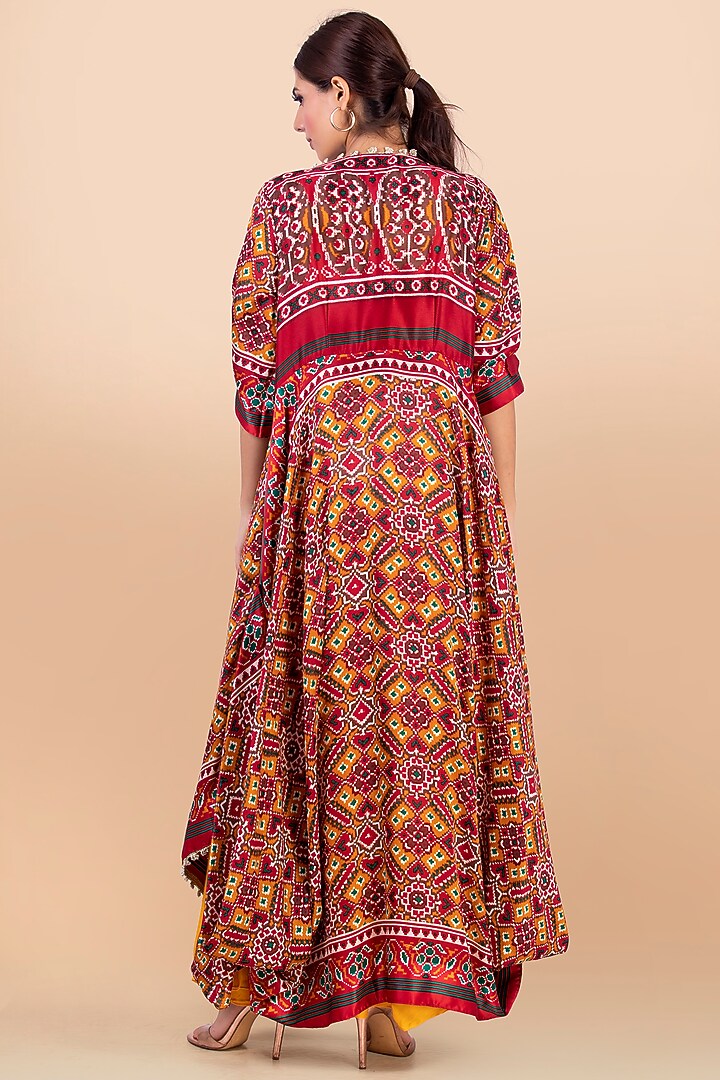 Red & Yellow Patola Printed Jacket With Vacation Dress by Jajobaa at Pernia's Pop Up Shop