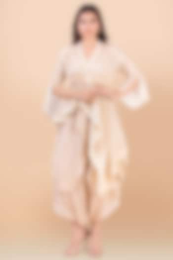 Cream & Gold Embroidered Jacket Set by Jajobaa at Pernia's Pop Up Shop