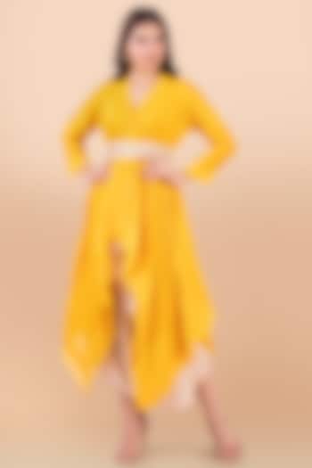 Cream Modal Satin Draped Dhoti Set by Jajobaa at Pernia's Pop Up Shop