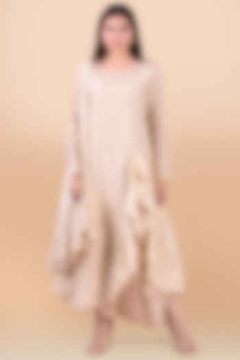 Cream Modal Satin Dhoti Set by Jajobaa at Pernia's Pop Up Shop