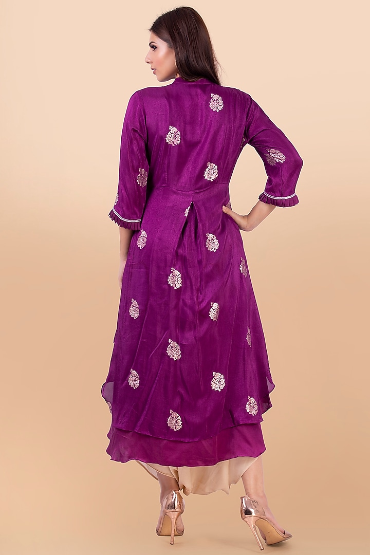 Purple & Gold Cutwork Jacket Set by Jajobaa at Pernia's Pop Up Shop