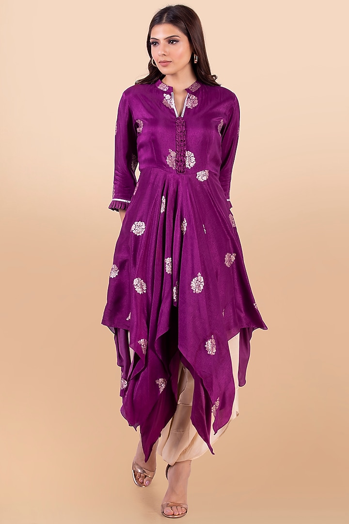 Purple & Gold Cutwork Jacket Set by Jajobaa at Pernia's Pop Up Shop