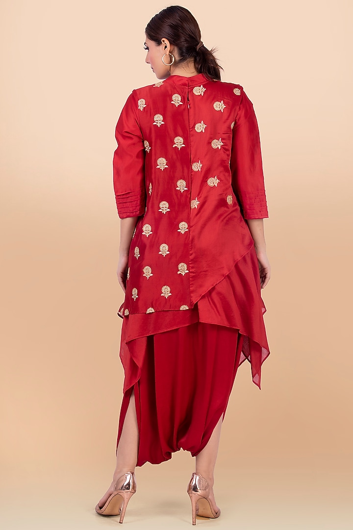 Red Dhoti Jumpsuit by Jajobaa at Pernia's Pop Up Shop