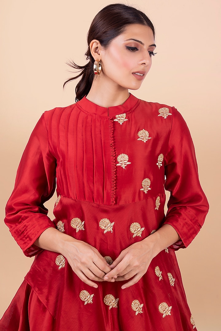 Red Dhoti Jumpsuit by Jajobaa at Pernia's Pop Up Shop