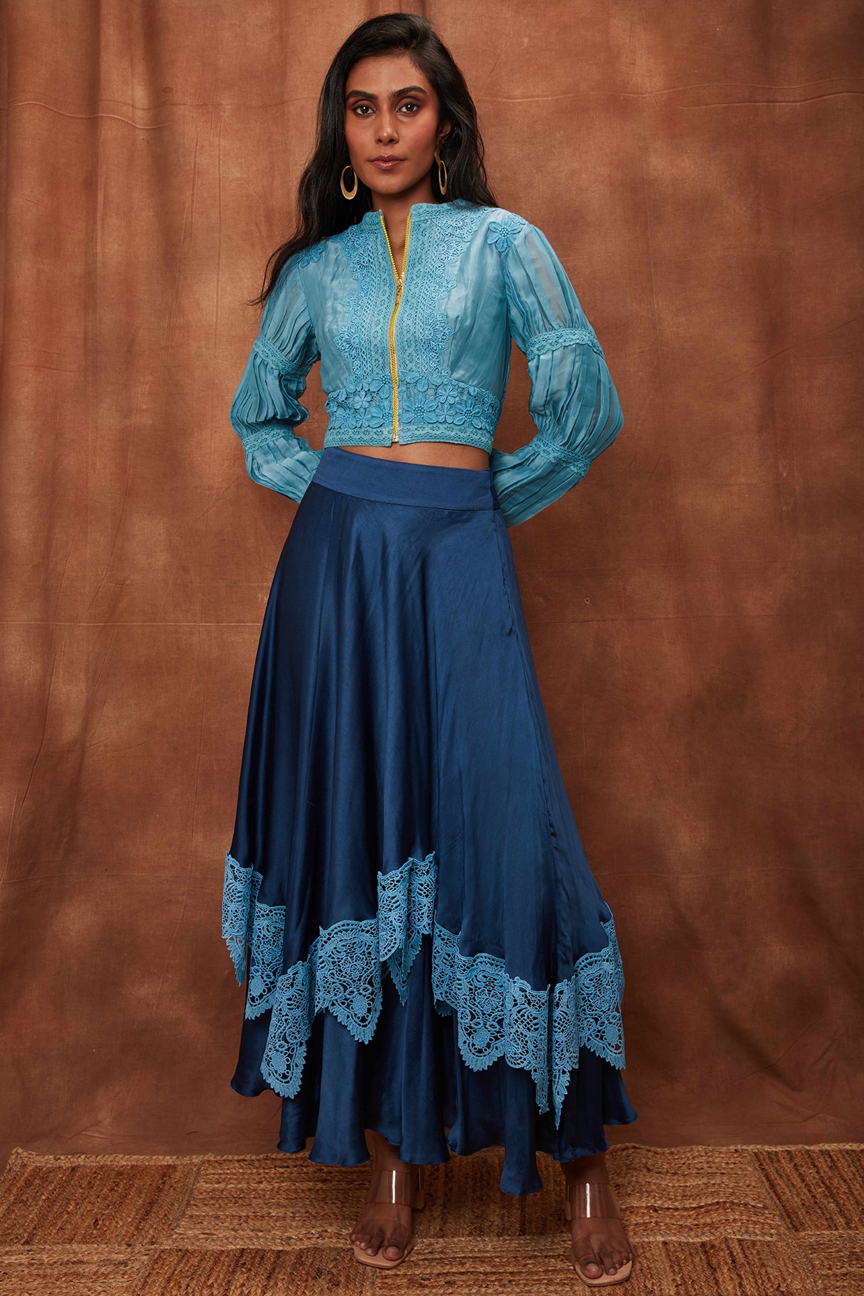 Satin skirt shop and top set