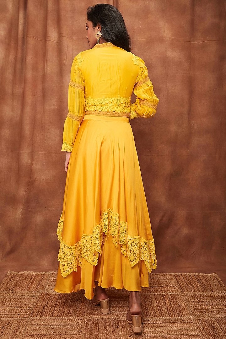 Yellow Modal Satin Skirt Set by Jajobaa at Pernia's Pop Up Shop