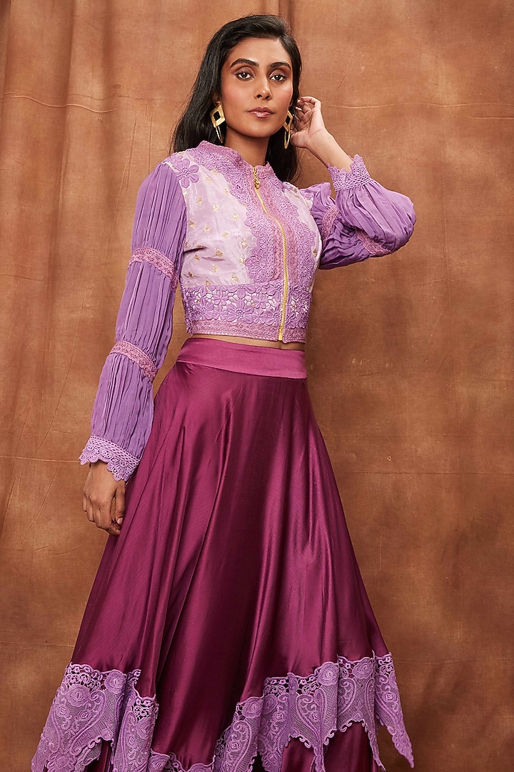 Purple Modal Satin Skirt Set by Jajobaa at Pernia's Pop Up Shop