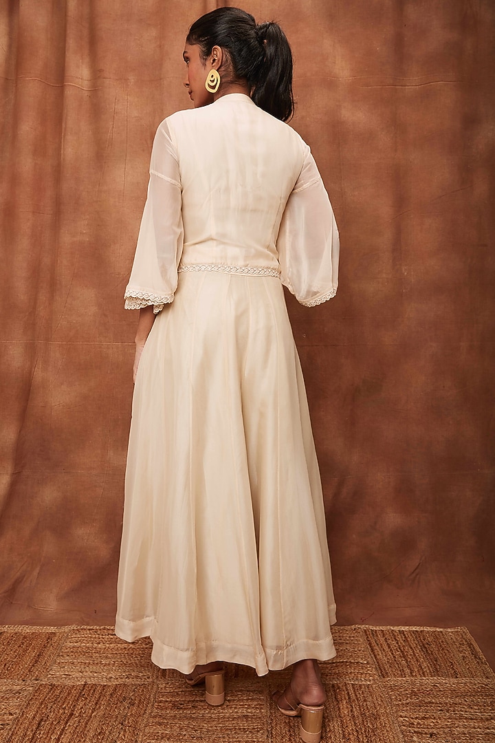 Cream Silk Organza Pant Set by Jajobaa at Pernia's Pop Up Shop