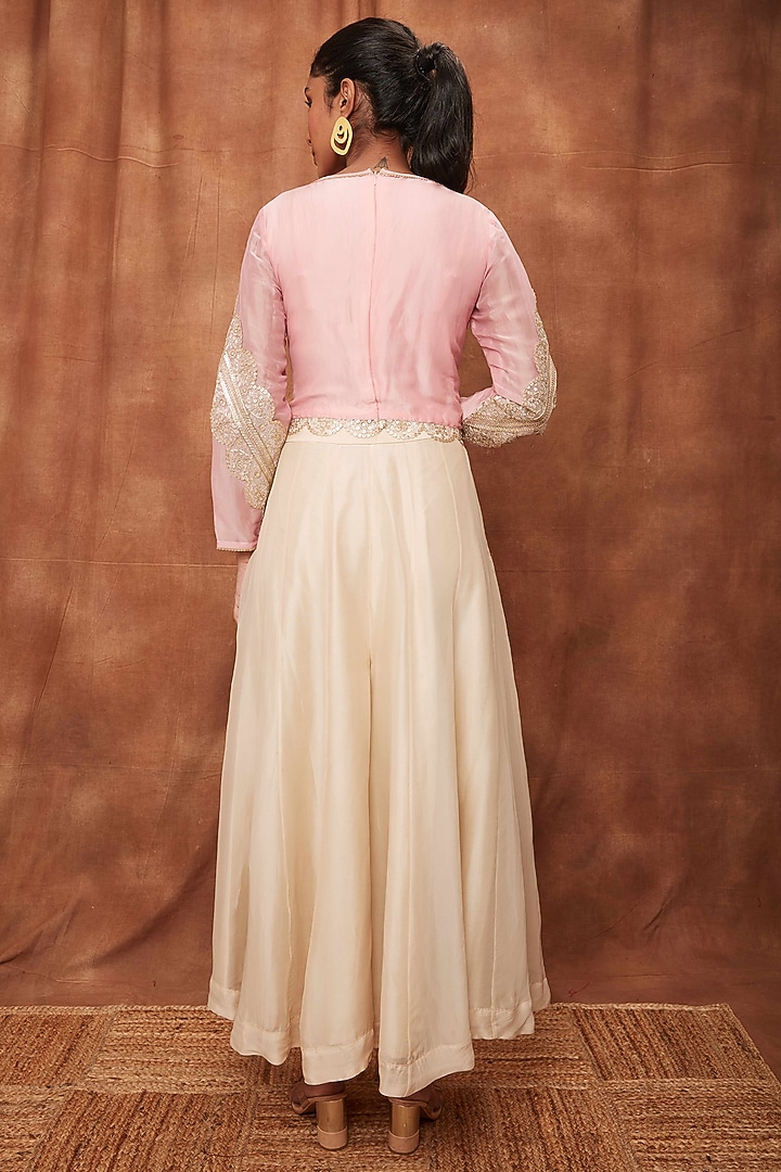 Cream Pant Set in Silk Organza by Jajobaa at Pernia's Pop Up Shop