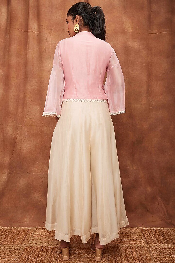 Cream Silk Organza Pant Set by Jajobaa at Pernia's Pop Up Shop