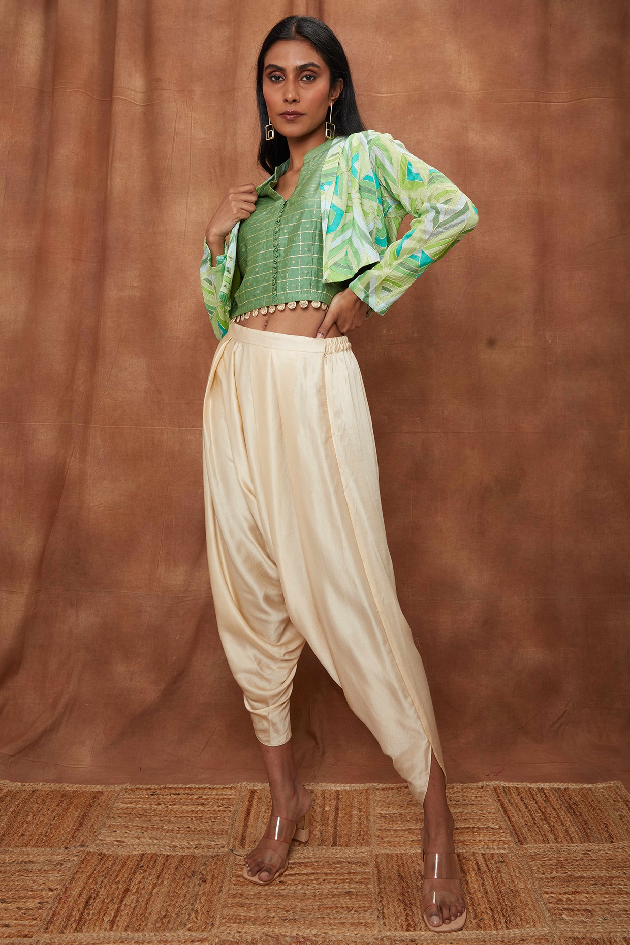 Dhoti pants with top and jacket outlet