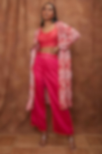 Rani Pink Georgette Jacket Set by Jajobaa