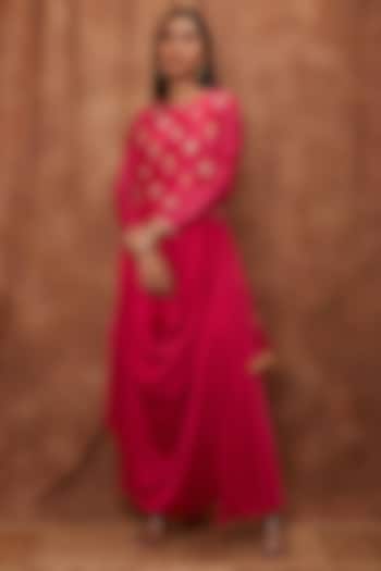 Rani Pink Maheshwari Silk Dress by Jajobaa