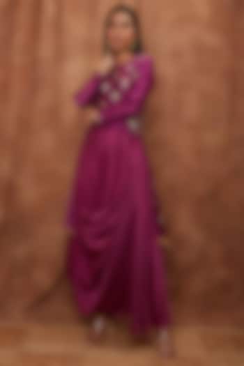Purple Maheshwari Silk Dress by Jajobaa
