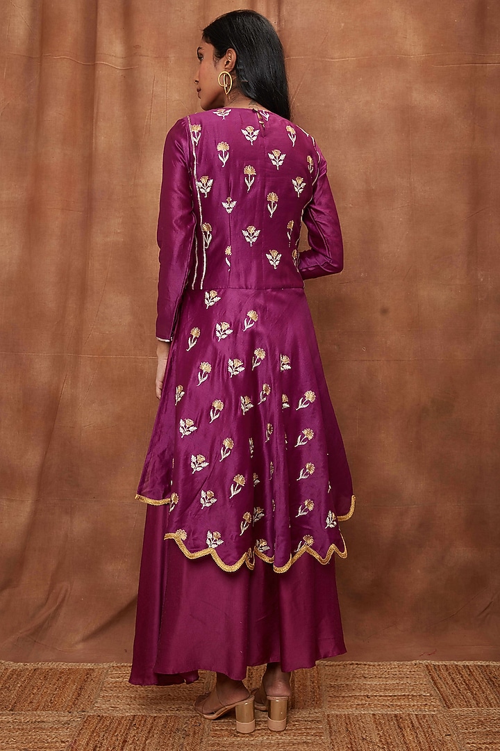 Purple Maheshwari Silk Vacation Dress by Jajobaa at Pernia's Pop Up Shop
