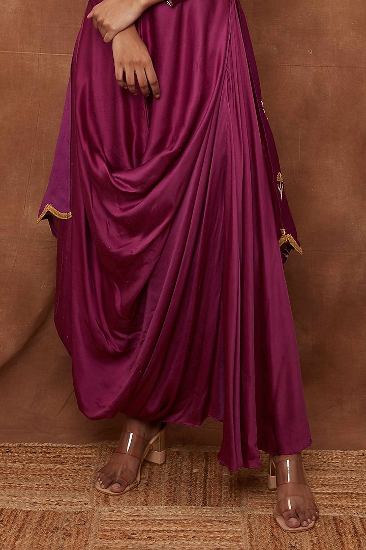 Purple Maheshwari Silk Vacation Dress by Jajobaa at Pernia's Pop Up Shop