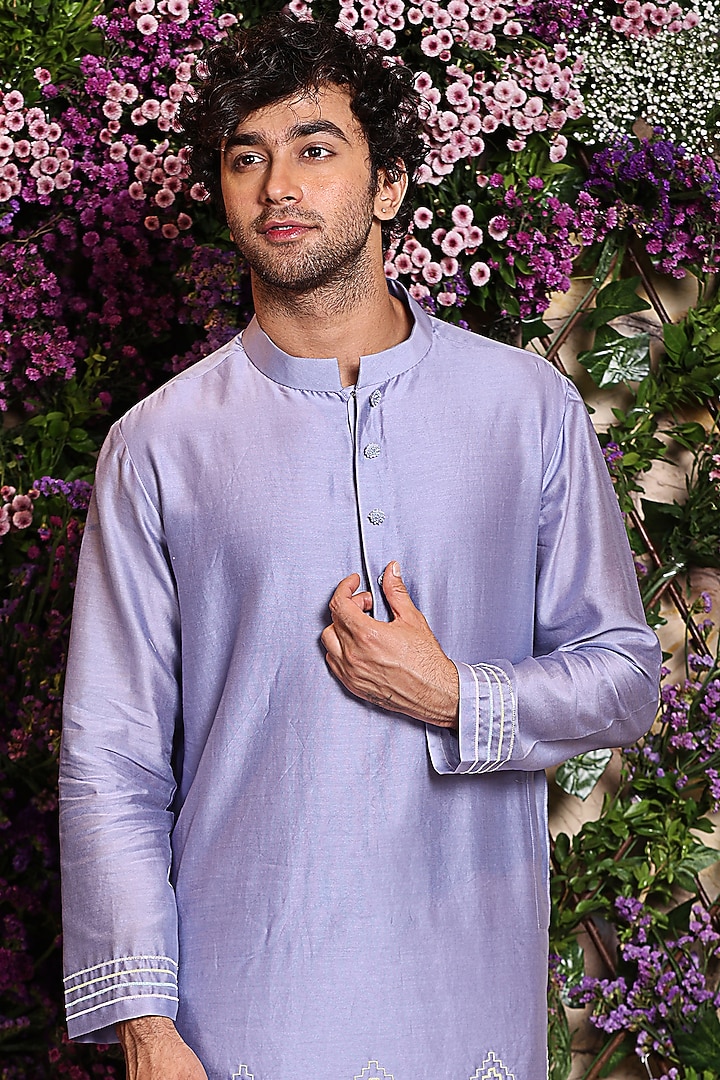 Lilac Embroidered Kurta Set by Julie by Julie Shah Men at Pernia's Pop Up Shop