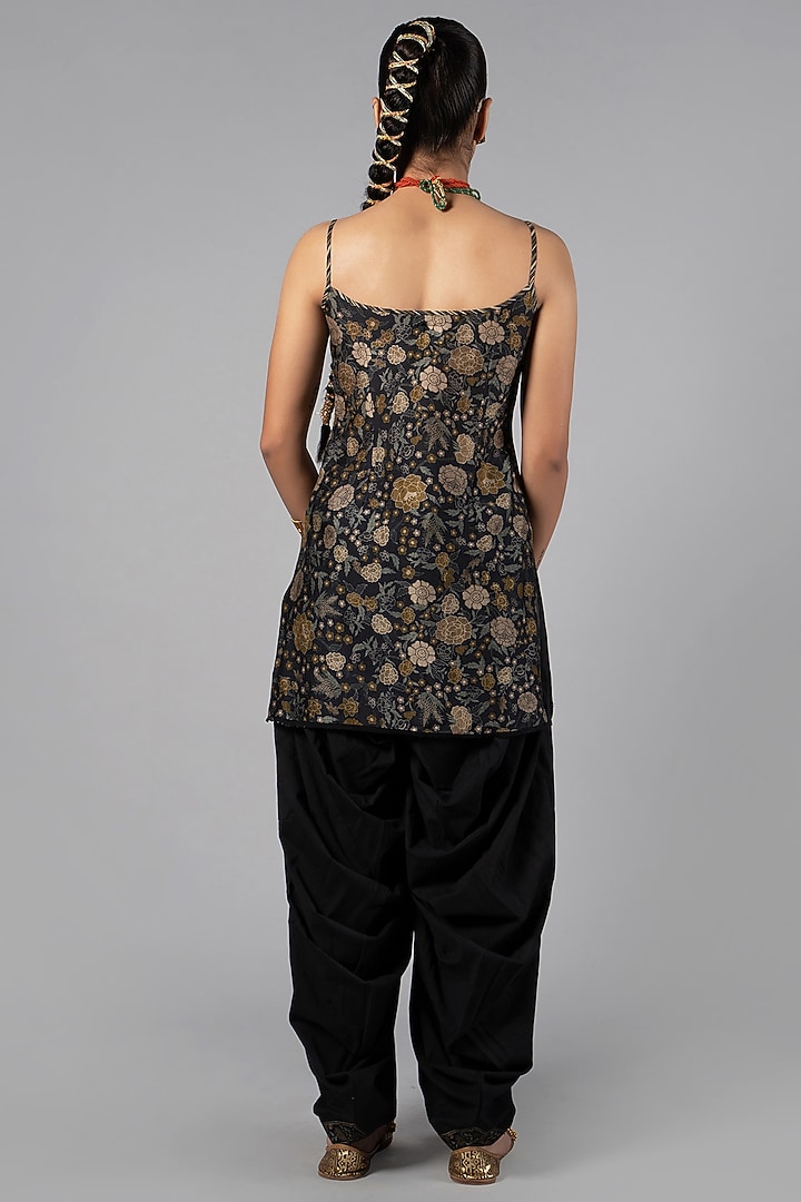 Dark Blue Tencel Luxe Printed Tunic Set by JJV.Kapurthala By JJ Valaya at Pernia's Pop Up Shop