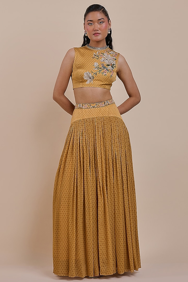 Mustard Viscose Skirt Set by JJV.Kapurthala By JJ Valaya at Pernia's Pop Up Shop