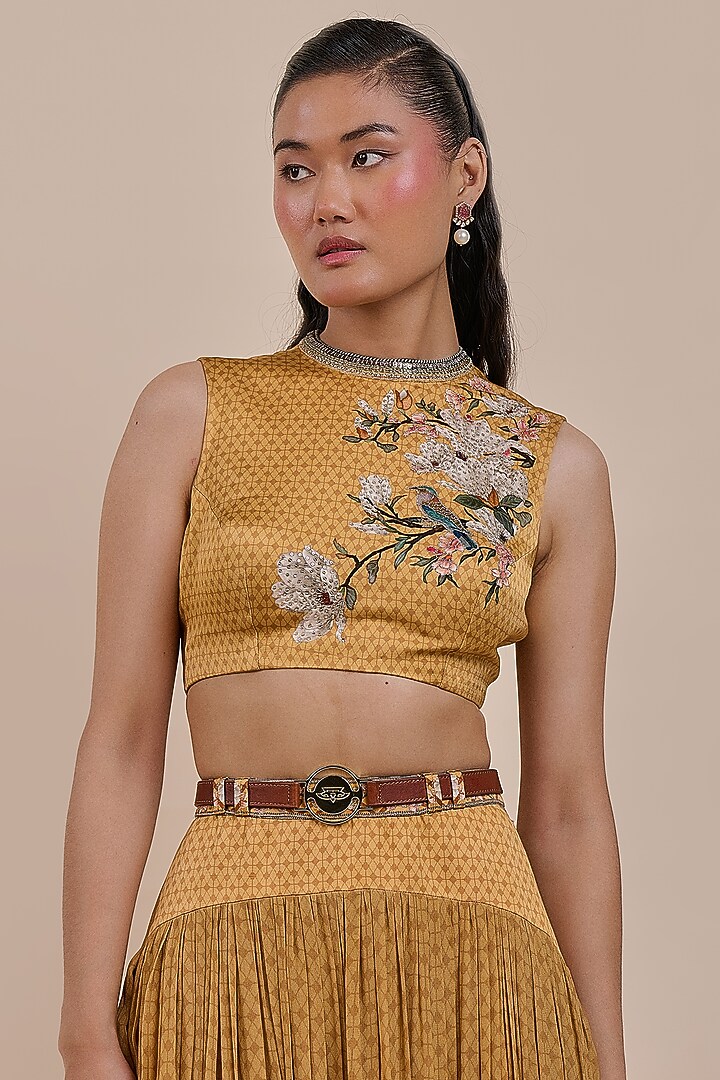 Mustard Viscose Skirt Set by JJV.Kapurthala By JJ Valaya at Pernia's Pop Up Shop