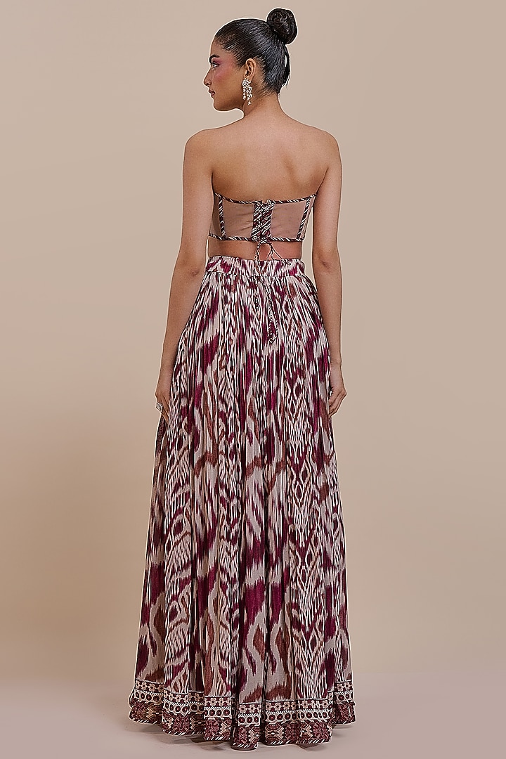Plum Red Viscose Georgette Embroidered Skirt Set by JJV.Kapurthala By JJ Valaya at Pernia's Pop Up Shop
