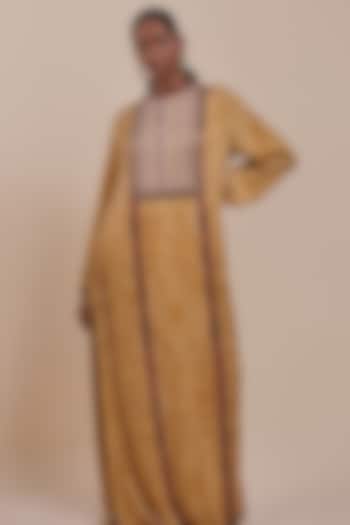 Ochre Yellow Viscose Embroidered Kaftan by JJV.Kapurthala By JJ Valaya at Pernia's Pop Up Shop