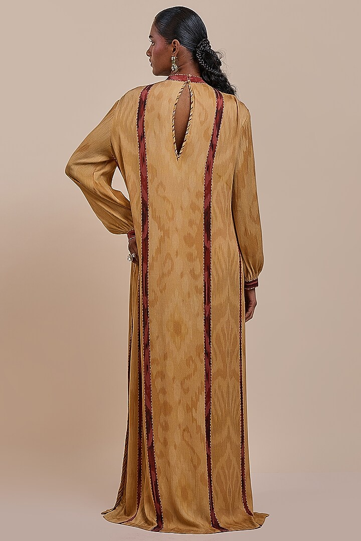Ochre Yellow Viscose Embroidered Kaftan by JJV.Kapurthala By JJ Valaya at Pernia's Pop Up Shop
