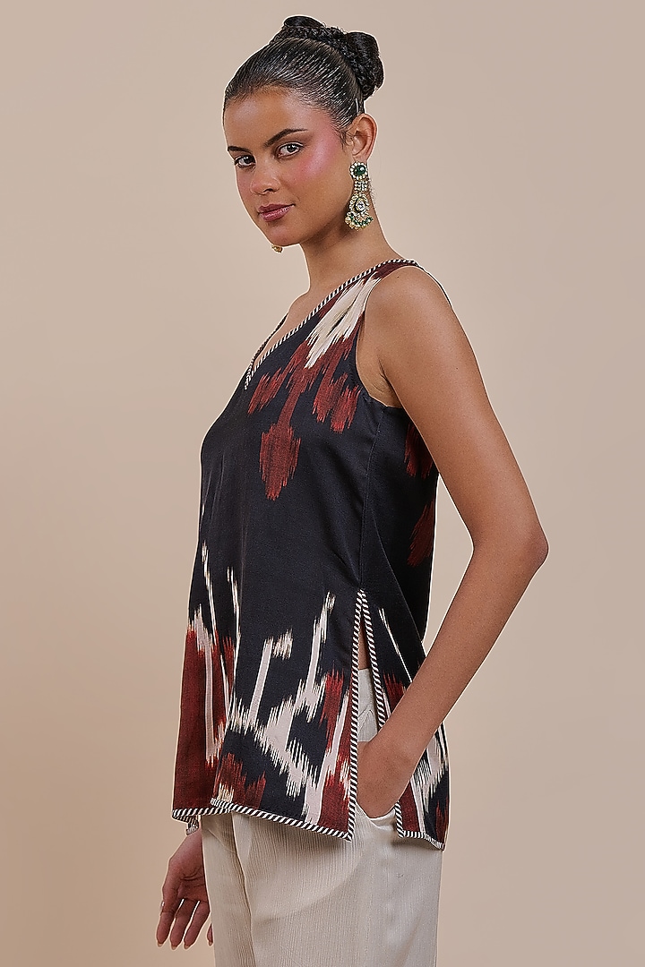 Ivory Cotton Satin Linen & Viscose Printed Co-Ord Set by JJV.Kapurthala By JJ Valaya at Pernia's Pop Up Shop
