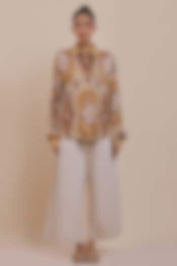 Ochre Yellow Moonga Fabric Top by JJV.Kapurthala By JJ Valaya at Pernia's Pop Up Shop