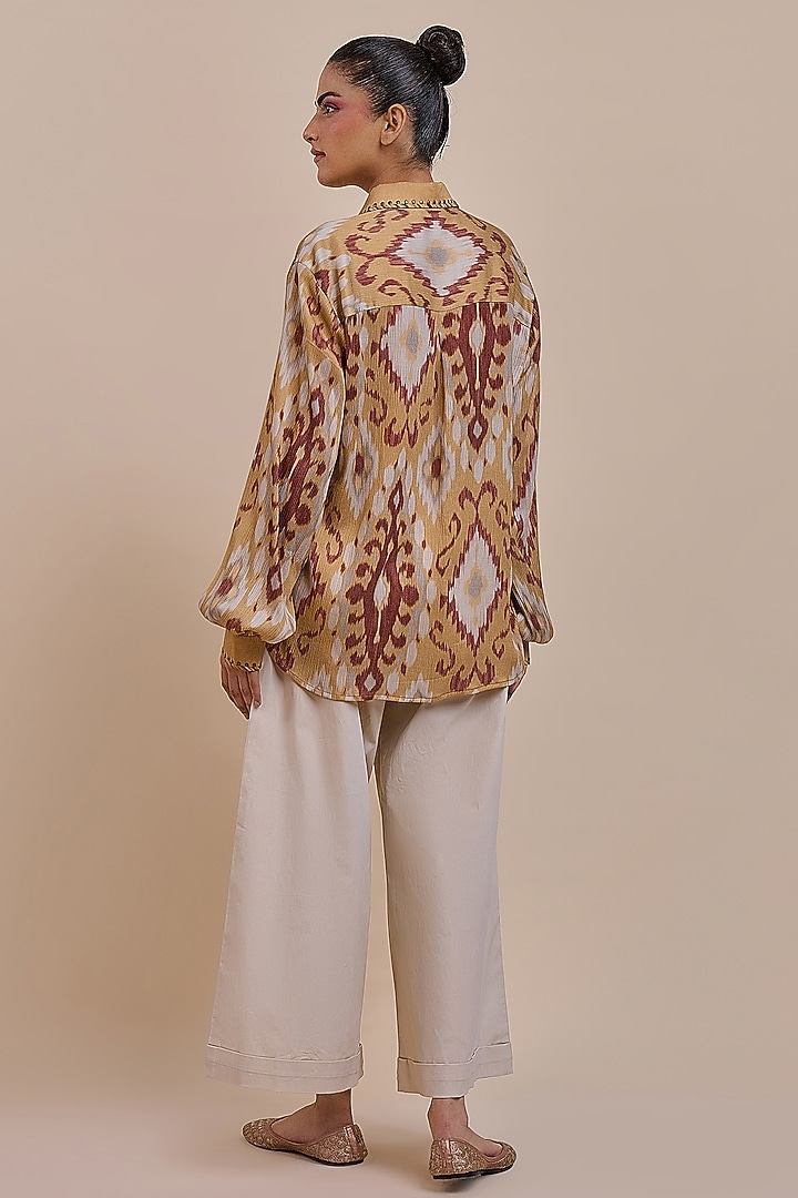 Ochre Yellow Moonga Fabric Top by JJV.Kapurthala By JJ Valaya at Pernia's Pop Up Shop
