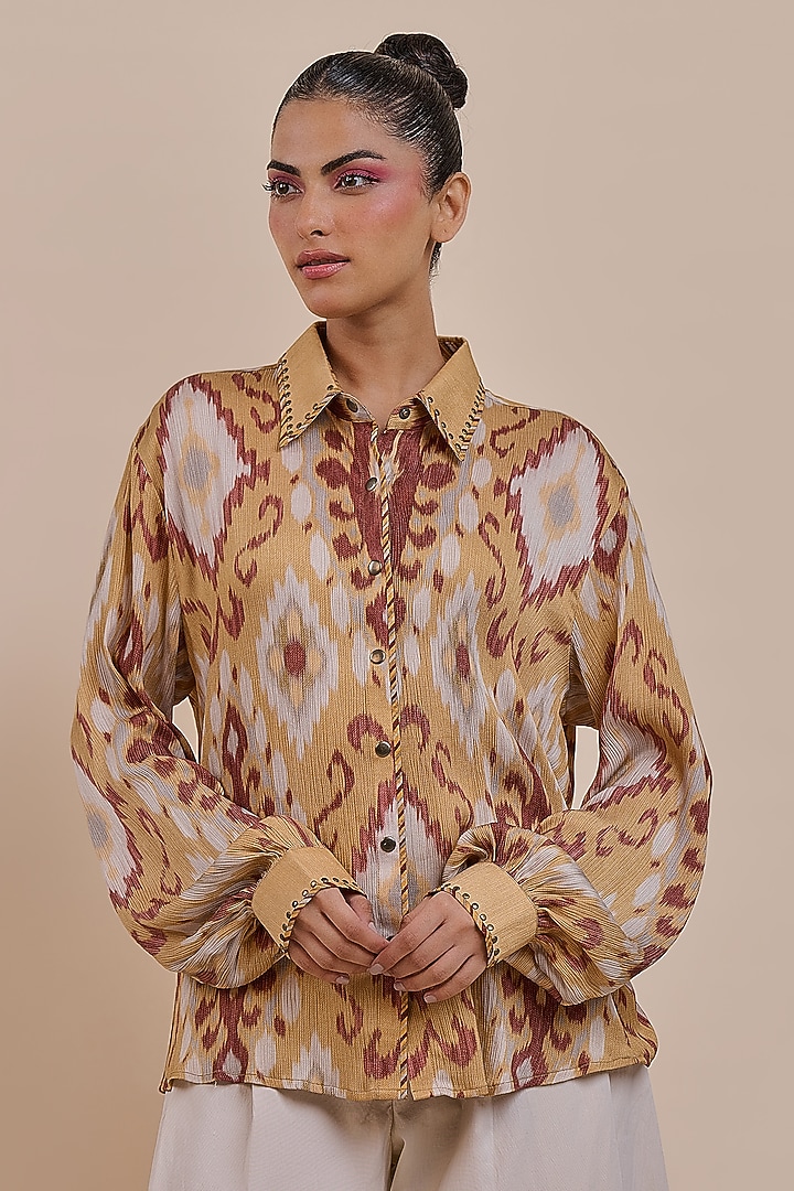 Ochre Yellow Moonga Fabric Top by JJV.Kapurthala By JJ Valaya at Pernia's Pop Up Shop