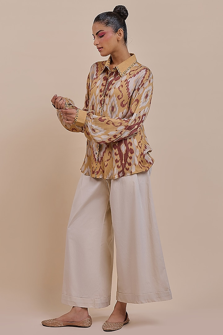 Ochre Yellow Moonga Fabric Top by JJV.Kapurthala By JJ Valaya at Pernia's Pop Up Shop