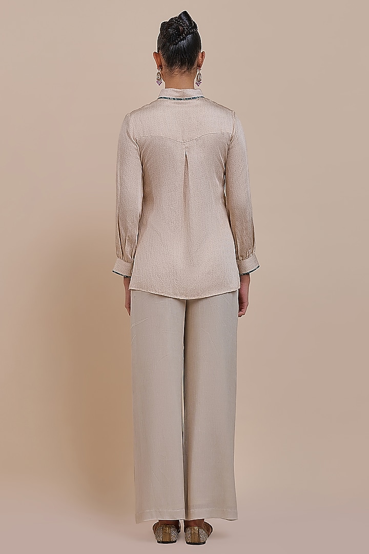Soft Peach Cotton Satin Linen Tunic by JJV.Kapurthala By JJ Valaya at Pernia's Pop Up Shop