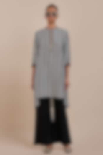 Black & Ivory Silk Beadwork Tunic by JJV.Kapurthala By JJ Valaya at Pernia's Pop Up Shop