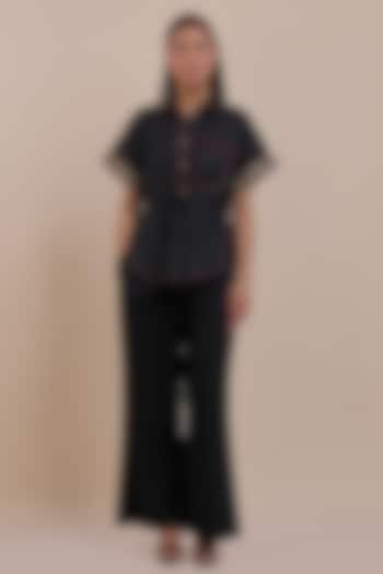 Midnight Blue Linen Tunic by JJV.Kapurthala By JJ Valaya at Pernia's Pop Up Shop