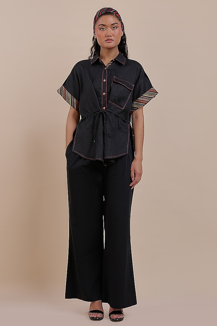 Midnight Blue Linen Tunic by JJV.Kapurthala By JJ Valaya at Pernia's Pop Up Shop
