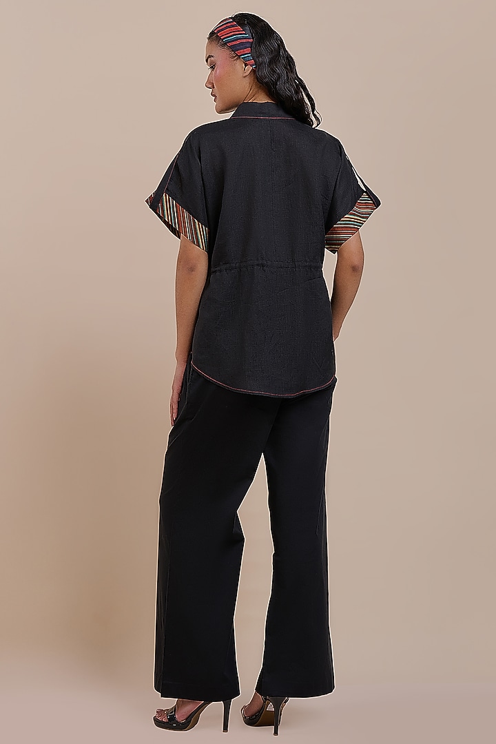 Midnight Blue Linen Tunic by JJV.Kapurthala By JJ Valaya at Pernia's Pop Up Shop